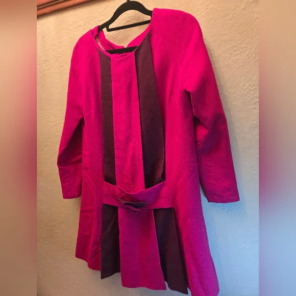 Vintage Roupe Rouge Toronto Wool Dress | 80s–90s Colorblock Statement - Picture 6 of 8